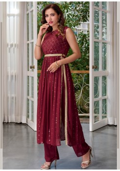 Marron Chinnon Designer Gown Set 
